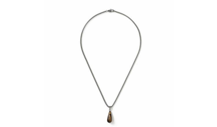 Uncommon Souls Silver Tone Stone Pendant Chain Necklace