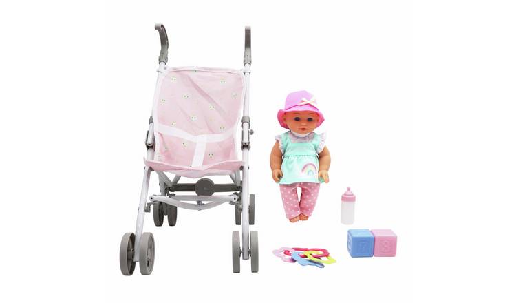Chad Valley Babies To Love Baby Doll with Stroller Set