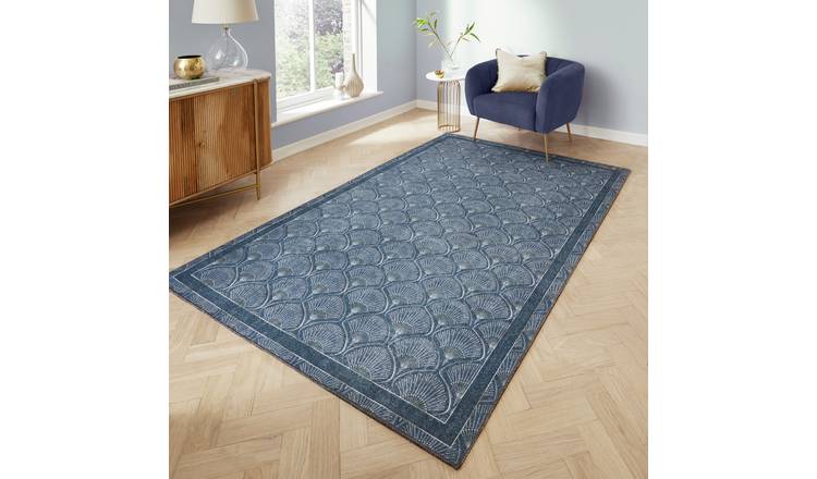 Catherine Lansfield Deco Blue Flatweave Rug - 76x150cm