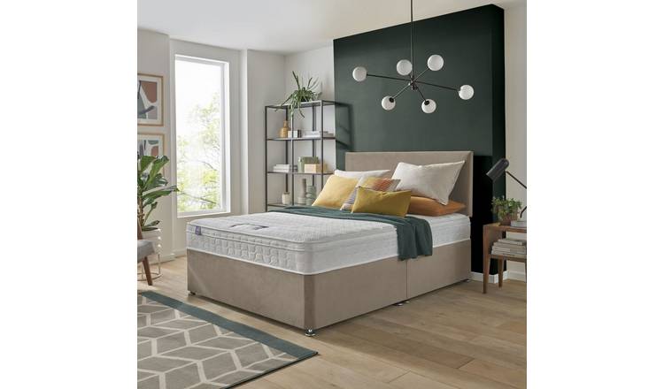 Silentnight Travis Double Memory Mattress Divan Bed & Headboard - Sandstone