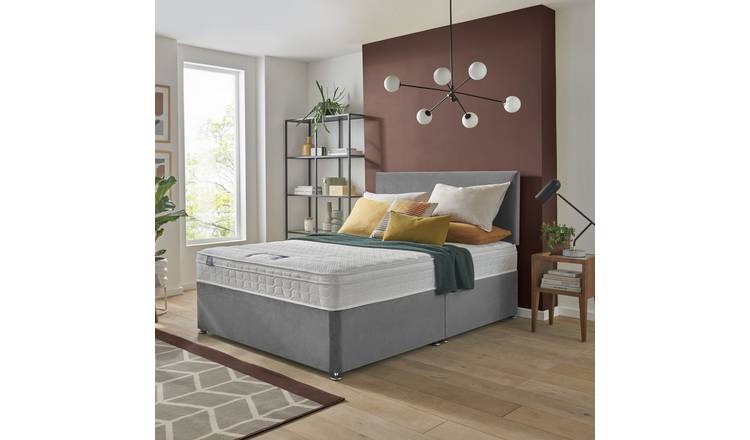 Silentnight Travis Kingsize Memory Mattress Divan Bed & Headboard - Grey