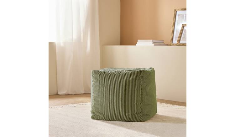 Kaikoo Cord Cube Pouffe - Olive