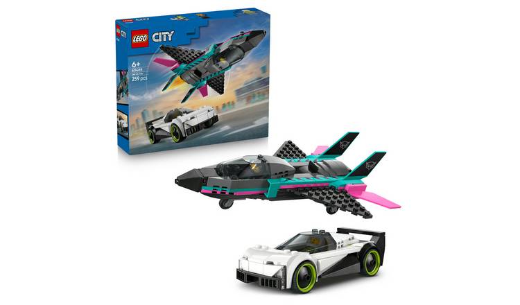 LEGO City Jet vs. Car Toy – Vehicle Model Kit for Kids 60489