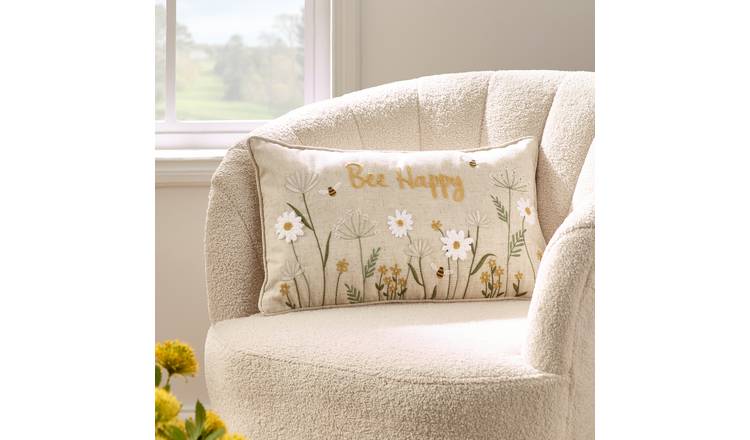 Catherine Lansfield Bee Happy Cushion Natural - 30x50cm