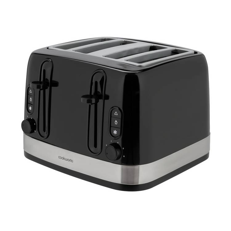 Cookworks Illuminated 4 Slice Toaster - Black 0