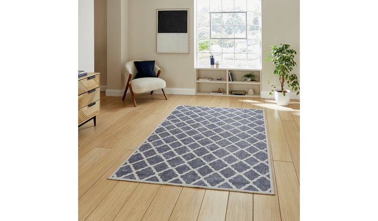 Think Rugs Washable Coral Blue Flatweave Rug - 76x150cm