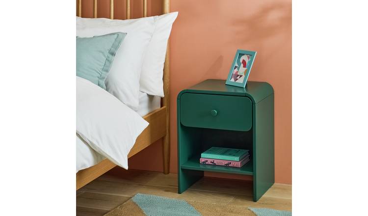 Argos Home Alfie Curved 1 Drawer Bedside Table - Green