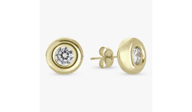 Revere Gold Plated Silver Cubic Zirconia Stud Earrings