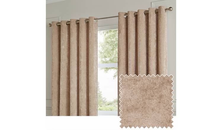 Paoletti Lustre Velvet Eyelet Curtains - Cream - 117x137cm