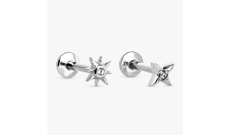 Revere Surgical Steel Star Flatback Stud Earrings - Set of 2