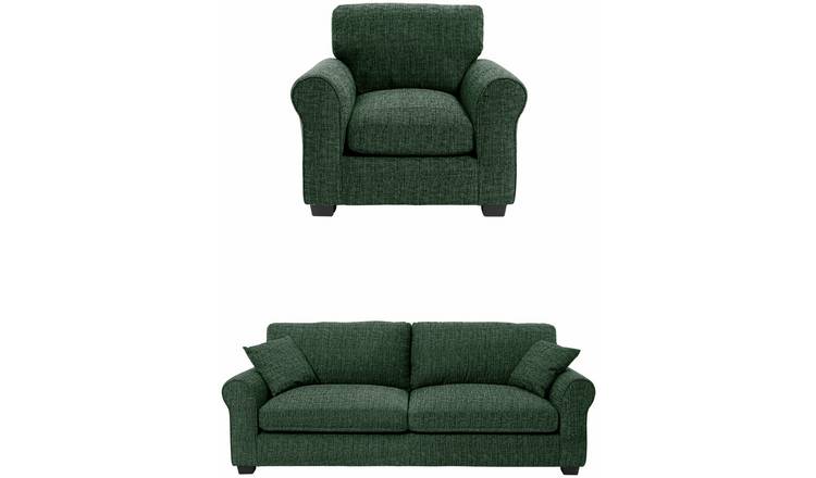 Argos Home Lisbon Fabric Chair & 4 Seater Sofa - Green