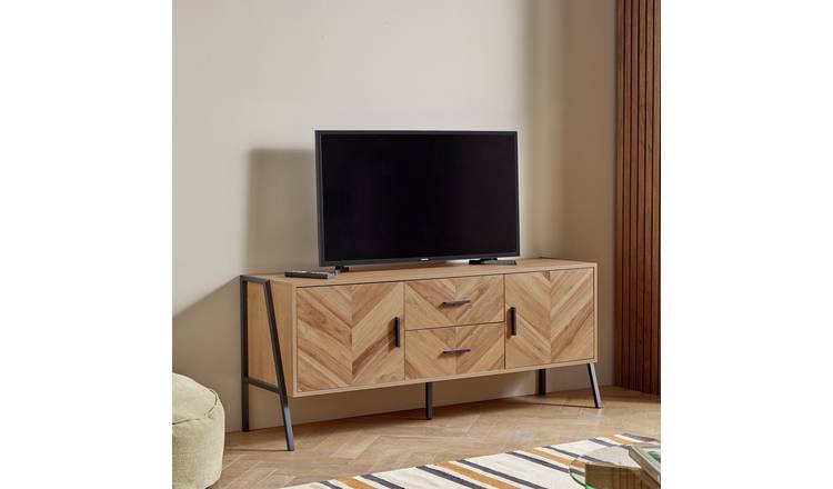 Argos Home Arnel Chevron 2 Doors 2 Drawers TV Unit - Natural