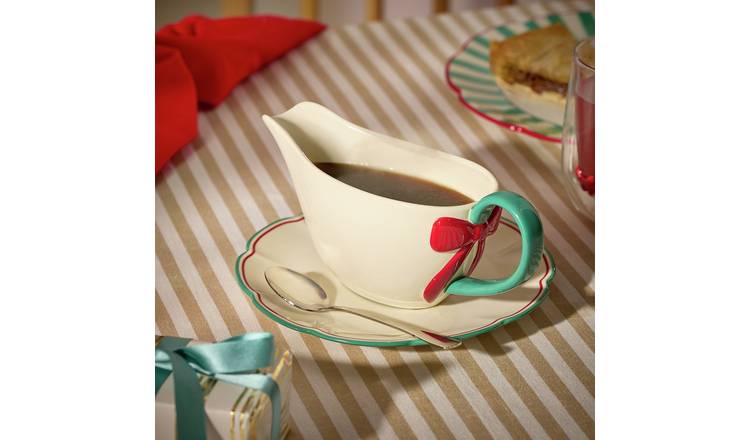 Argos Home Bow Stoneware Gravy Boat - Cream