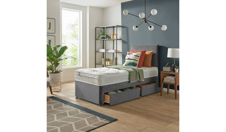 Silentnight Travis Single Ortho 2 Drawer Divan Bed & Headboard - Grey