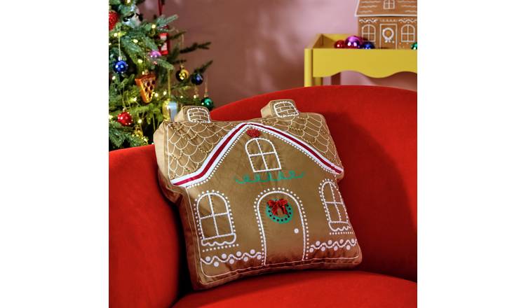 Bayswood Gingerbread House Shaped Cushion Brown - 43x40cm