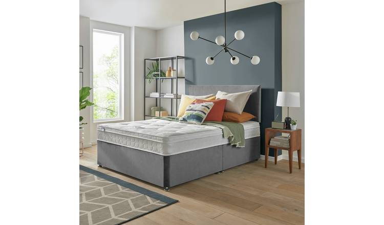 Silentnight Travis Double Ortho Divan Bed & Headboard - Grey