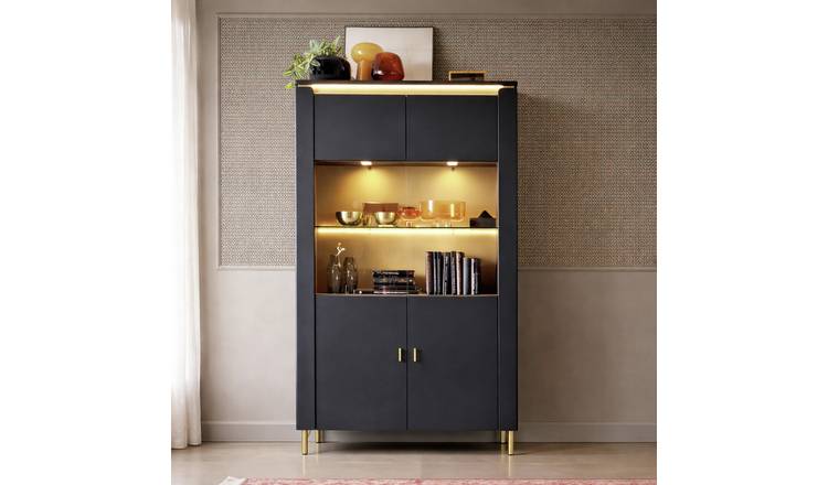 Furniture To Go Genoa 2 Door Display Cabinet - Black & Gold