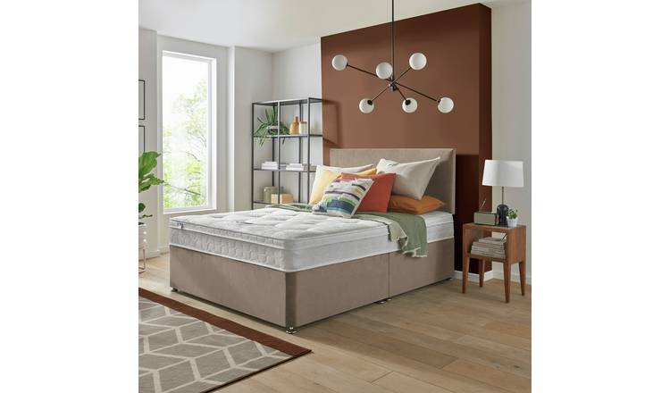Silentnight Travis Double Ortho Divan Bed & Headboard - Sand