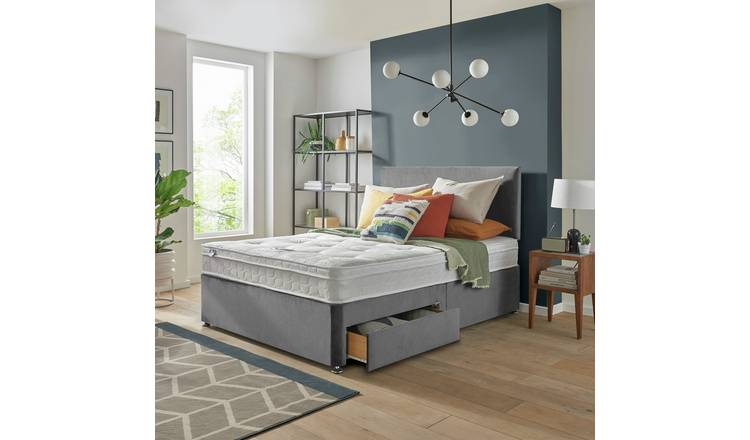 Silentnight Travis Double Ortho 2 Drawer Divan Bed & Headboard - Grey