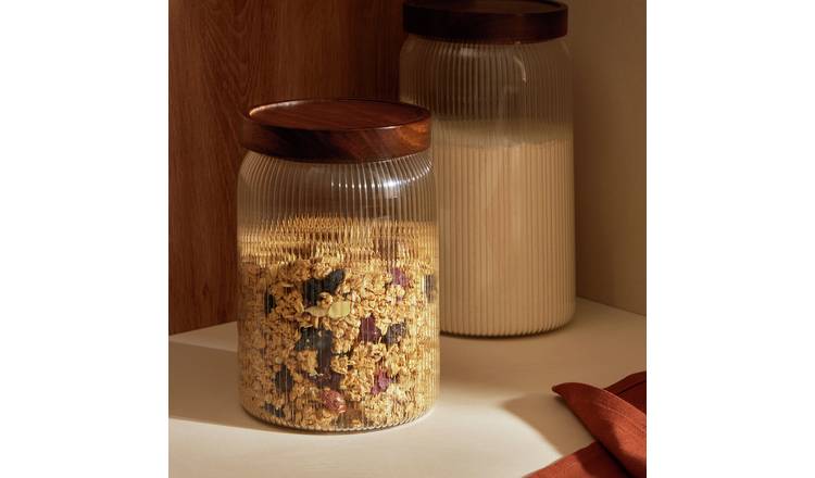 Habitat 1.8 Litre Ribbed Glass Storage Jar