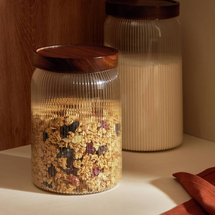 Habitat 1.8 Litre Ribbed Glass Storage Jar 0