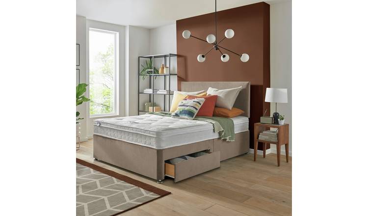Silentnight Travis Kingsize Ortho 2 Drawer Divan Bed & Headboard - Sand