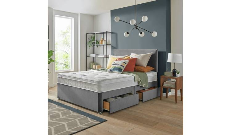 Silentnight Travis Kingsize Ortho 4 Drawer Divan Bed & Headboard - Grey