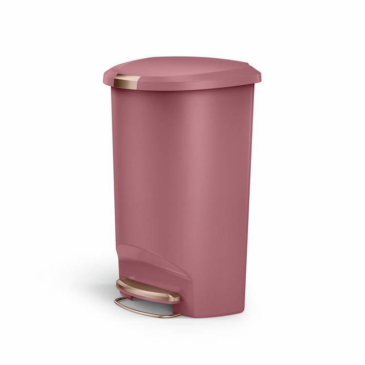 Simplehuman 50 Litre Plastic Semi Round Pedal Bin - Blush Pink 0
