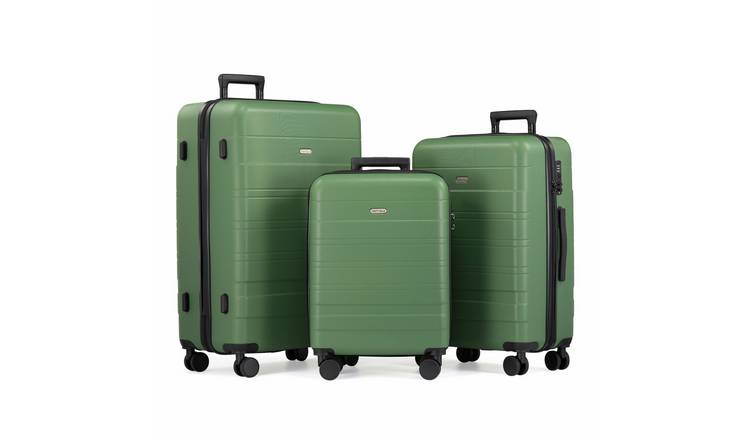 VonHaus 3pc 4 Wheel Hard Suitcase - Green