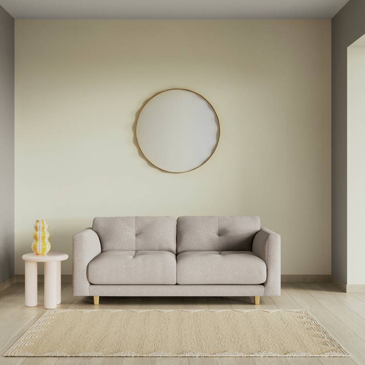 Habitat Emely Fabric 2 Seater Sofa - Stone - Ash Leg 0