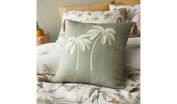Catherine Lansfield Paradiso Palm Cushion Sage Green - 45x45cm