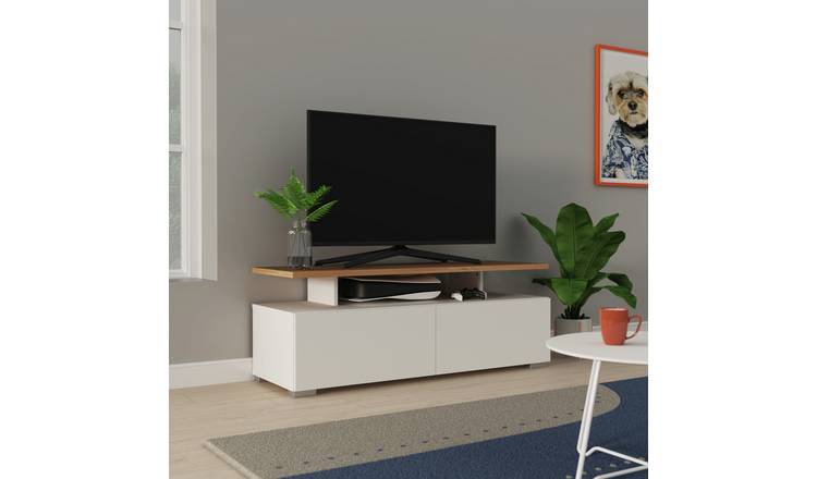 Habitat Floating Top TV Unit - White and Oak