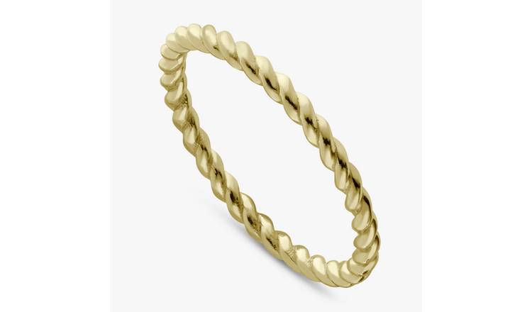 Revere Gold Plated Sterling Silver Rope Twist Ring - Small