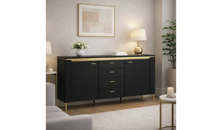 Furniture To Go Bohol 2 Door 4 Shelves Sideboard - Black