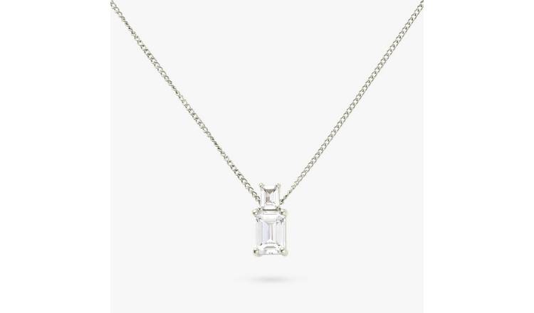 Revere Sterling Silver Two Cubic Zirconia Pendant Necklace
