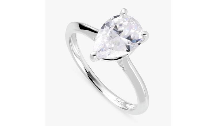 Revere Sterling Silver Pear Solitaire Fashion Ring - Large