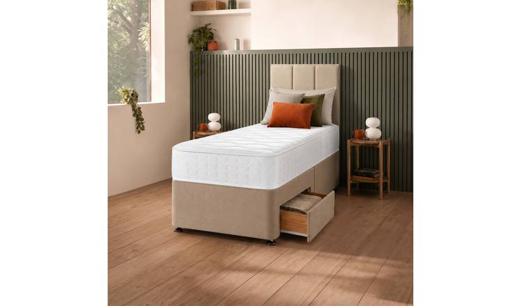 Silentnight Marlow 1000 Mirapocket Single 2 Drawer Divan Bed - Sandstone