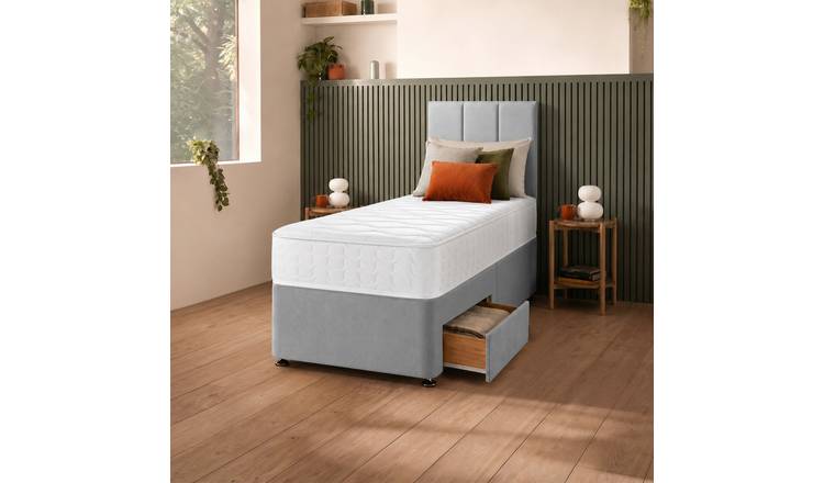 Silentnight Marlow 1000 Mirapocket Single 2 Drawer Divan Bed - Light Grey