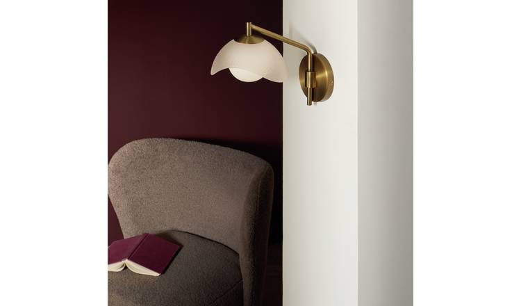 Habitat Arti Textured Glass Wall Light - Brass