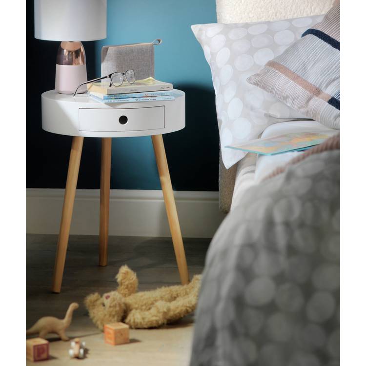 Habitat Otto 1 Drawer Round Bedside Table - White 0