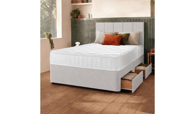 Silentnight Marlow 1000 Mirapocket Double 4 Drawer Divan Bed - Light Grey
