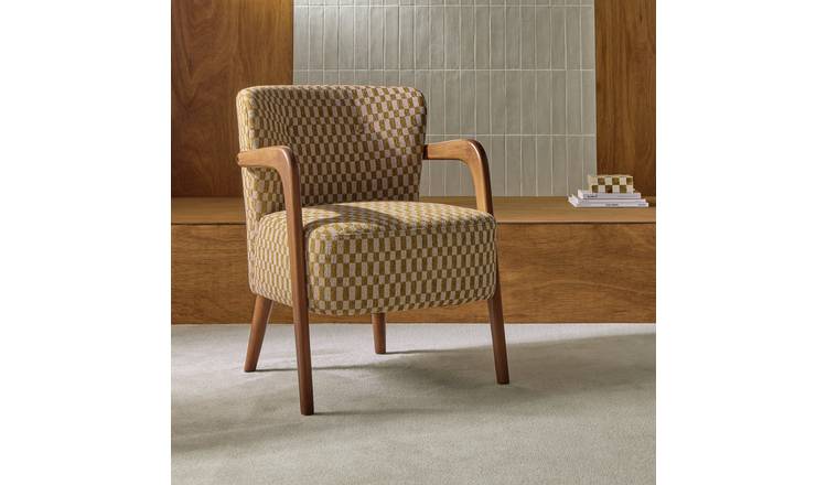 Habitat Yanni ll Jacquard Fabric Accent Chair - Khaki