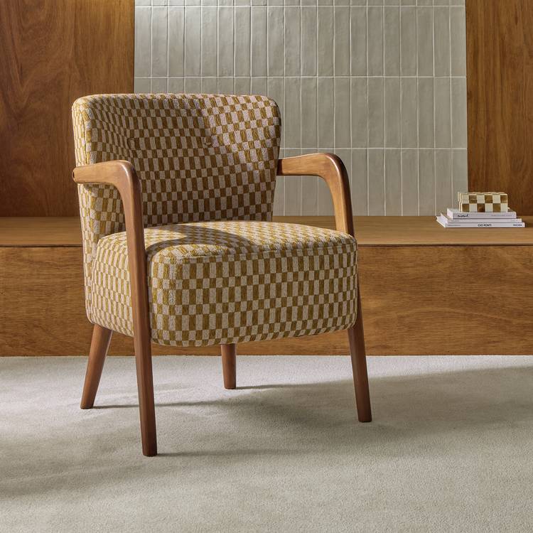 Habitat Yanni ll Jacquard Fabric Accent Chair - Khaki 0