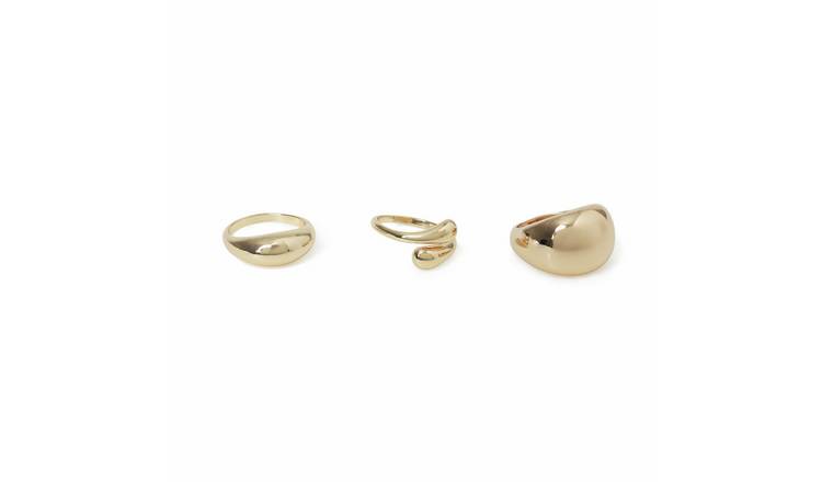 Freedom Gold Smooth Pack of 3 Fashion Rings - Large