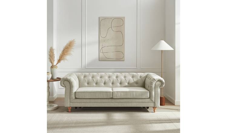 Habitat Chesterfield 2 Seater Fabric Sofa Bed - Natural