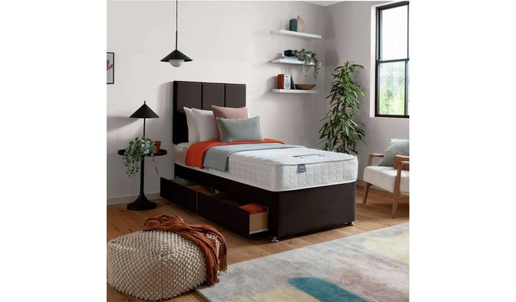 Silentnight Hatfield Single Memory 2 Drawer Divan Bed - Charcoal