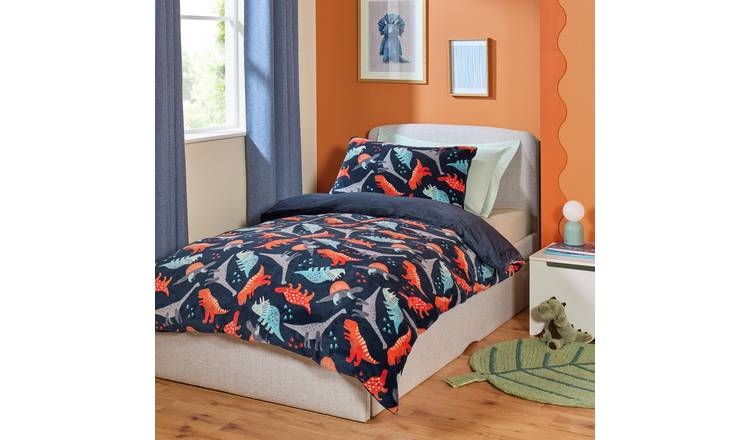 Argos Home Kids Dino Fleece Blue Bedding Set - Single