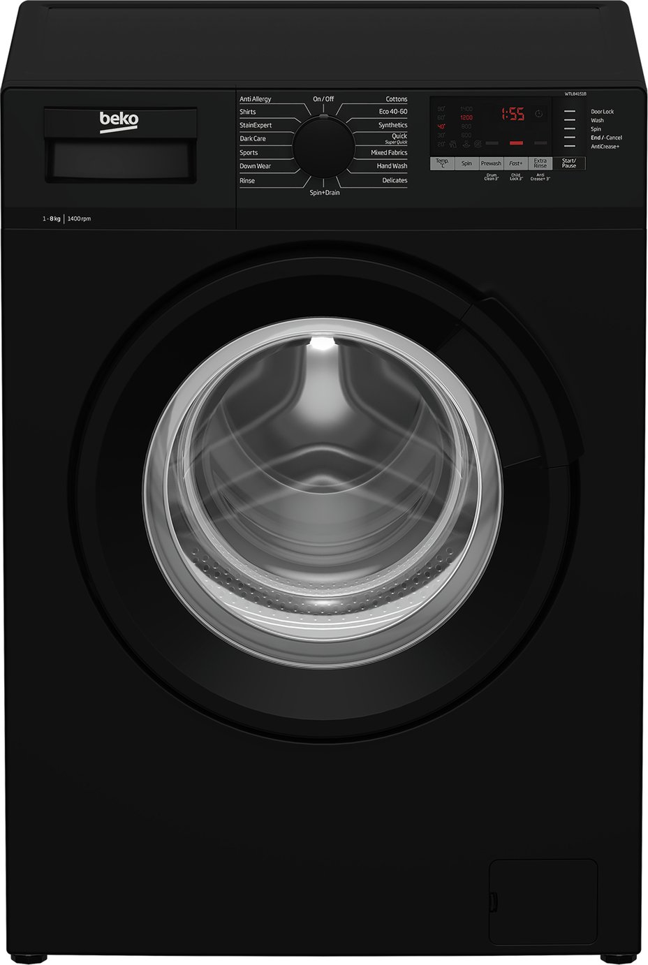 Beko WTL84151B 8KG 1400 Spin Washing Machine - Black