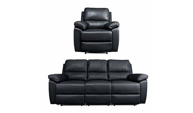 Argos Home Toby Chair & 3 Seater Recliner Sofa - Black