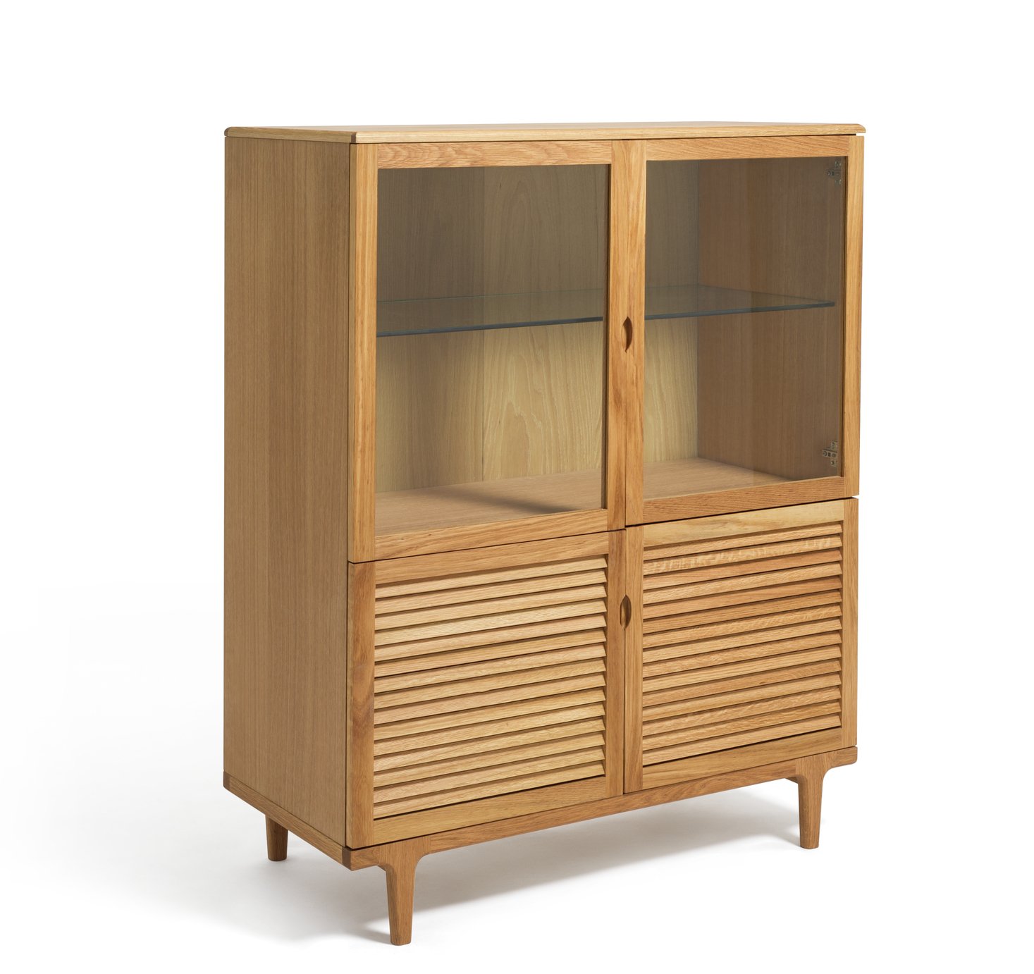 Habitat Oiled 2 Door Glass Display Cabinet - Oak